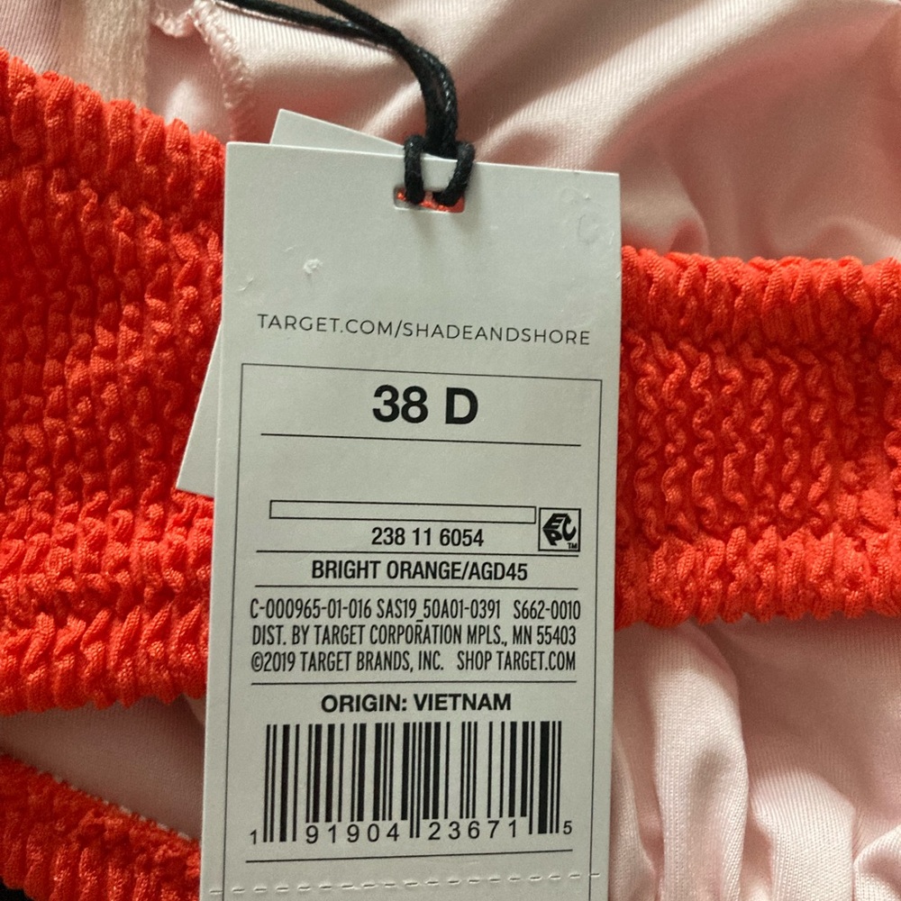 Orange strapless bikini top